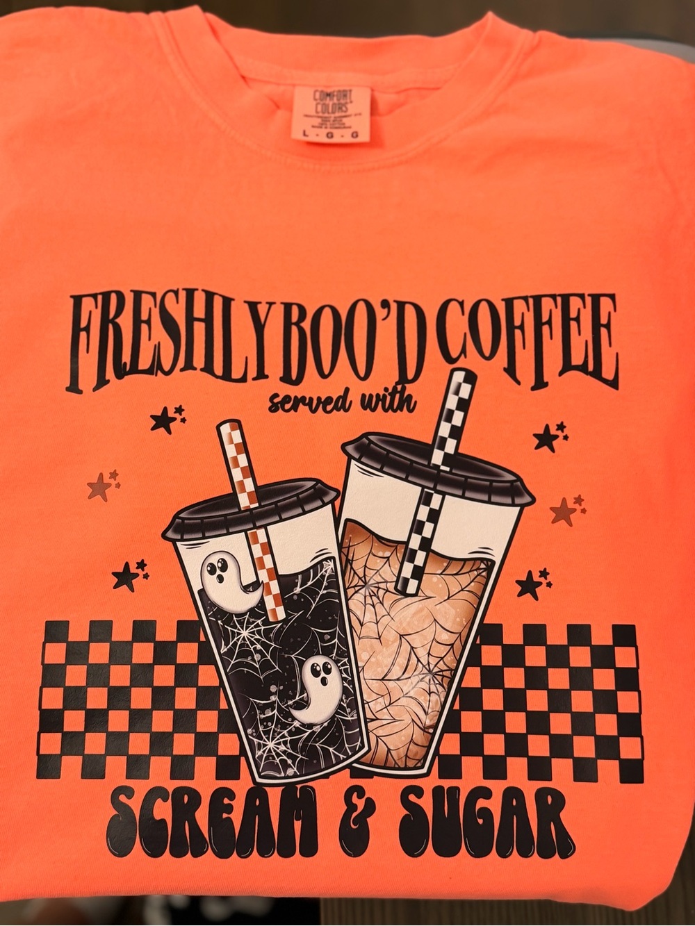 Comfort Colors Orange Halloween 'Freshly Boo'd Coffee' Graphic Tee